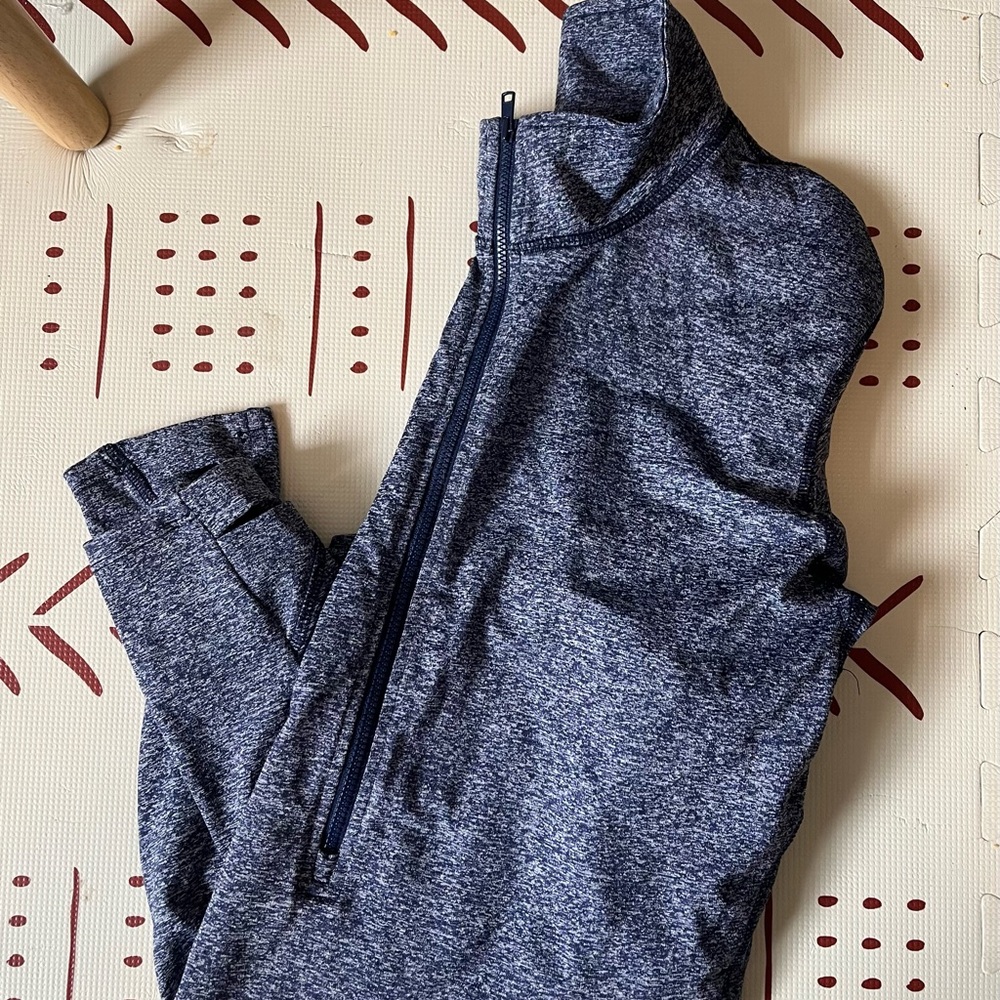 Nursing Zip Pullover - Heathered Blue Maternity Nursing Pullover - Size Small